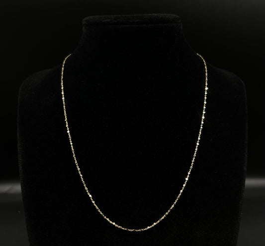 17” 10K Solid Yellow Gold Station Bead Chain | 1.96g | 1MM | Lobster Clasp |