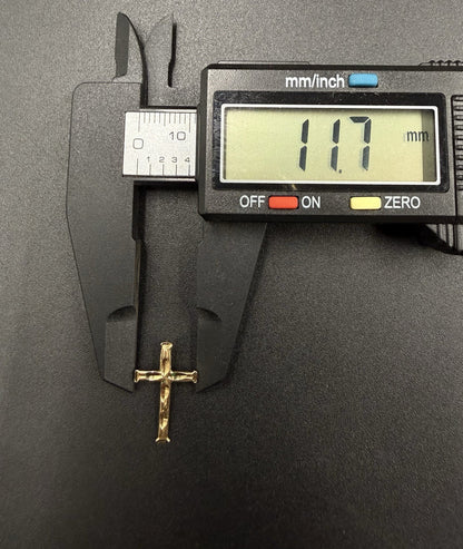 .46” 14K Solid Yellow Gold Diamond-Cut Cross Pendant | .55g | 2mm x 3.5mm Bail