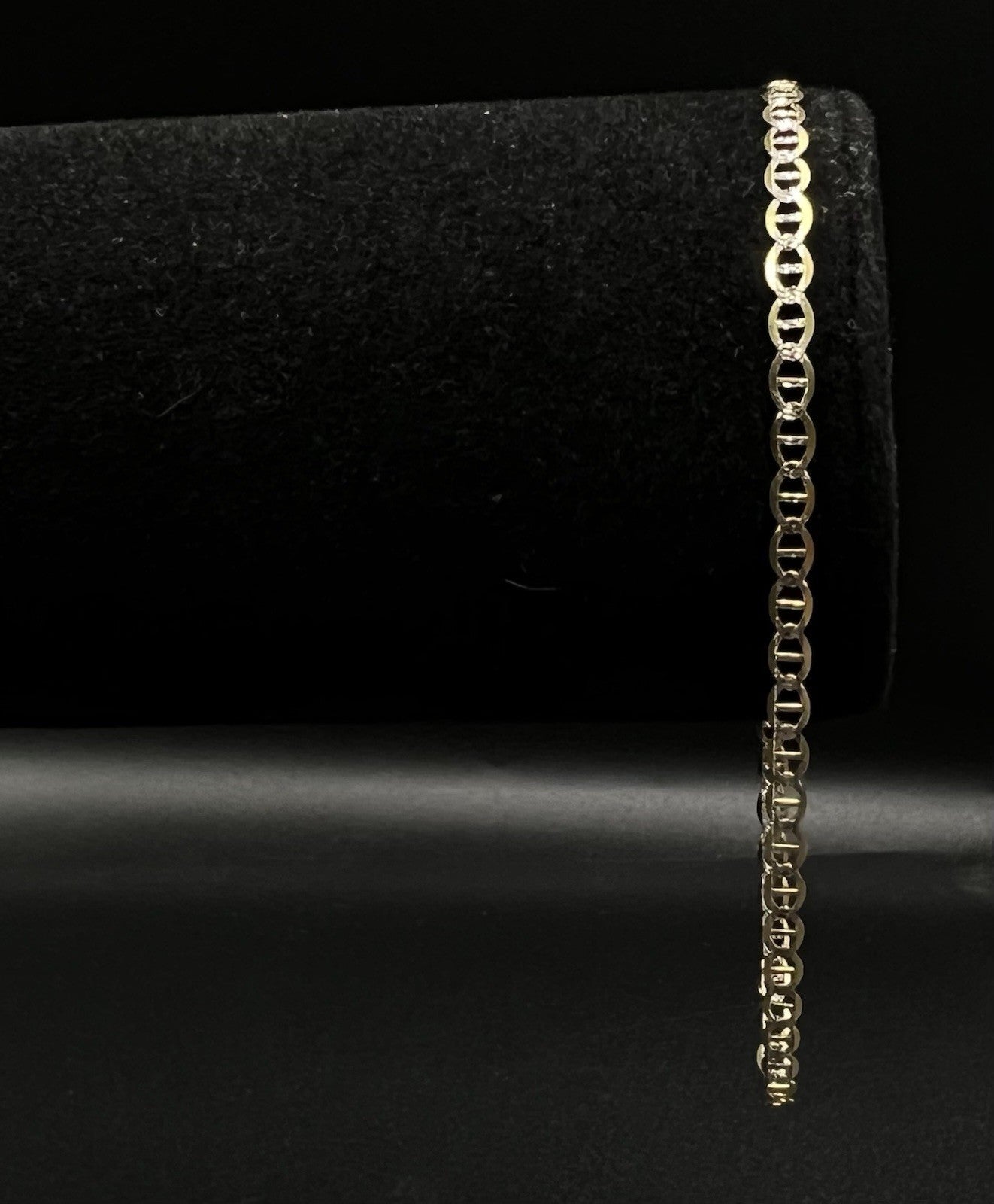 10.75” 14K Hollow Yellow Gold Diamond Cut Anchor/Mariner Anklet | 2.64g | 3.1MM