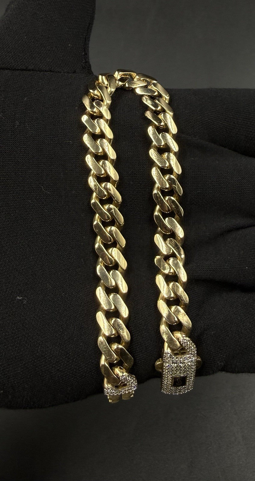 8.25” 14k Hollow Yellow Gold Monaco CZ Clasp