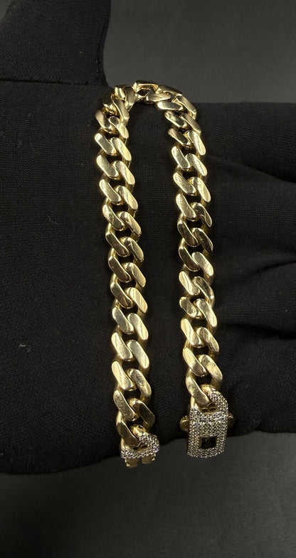 8.25” 14k Hollow Yellow Gold Monaco CZ Clasp