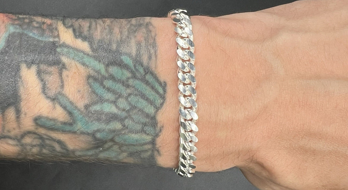 7.25” 925 Solid Sterling Silver Miami Cuban Bracelet | 17.29g | 6.3mm | Italy |
