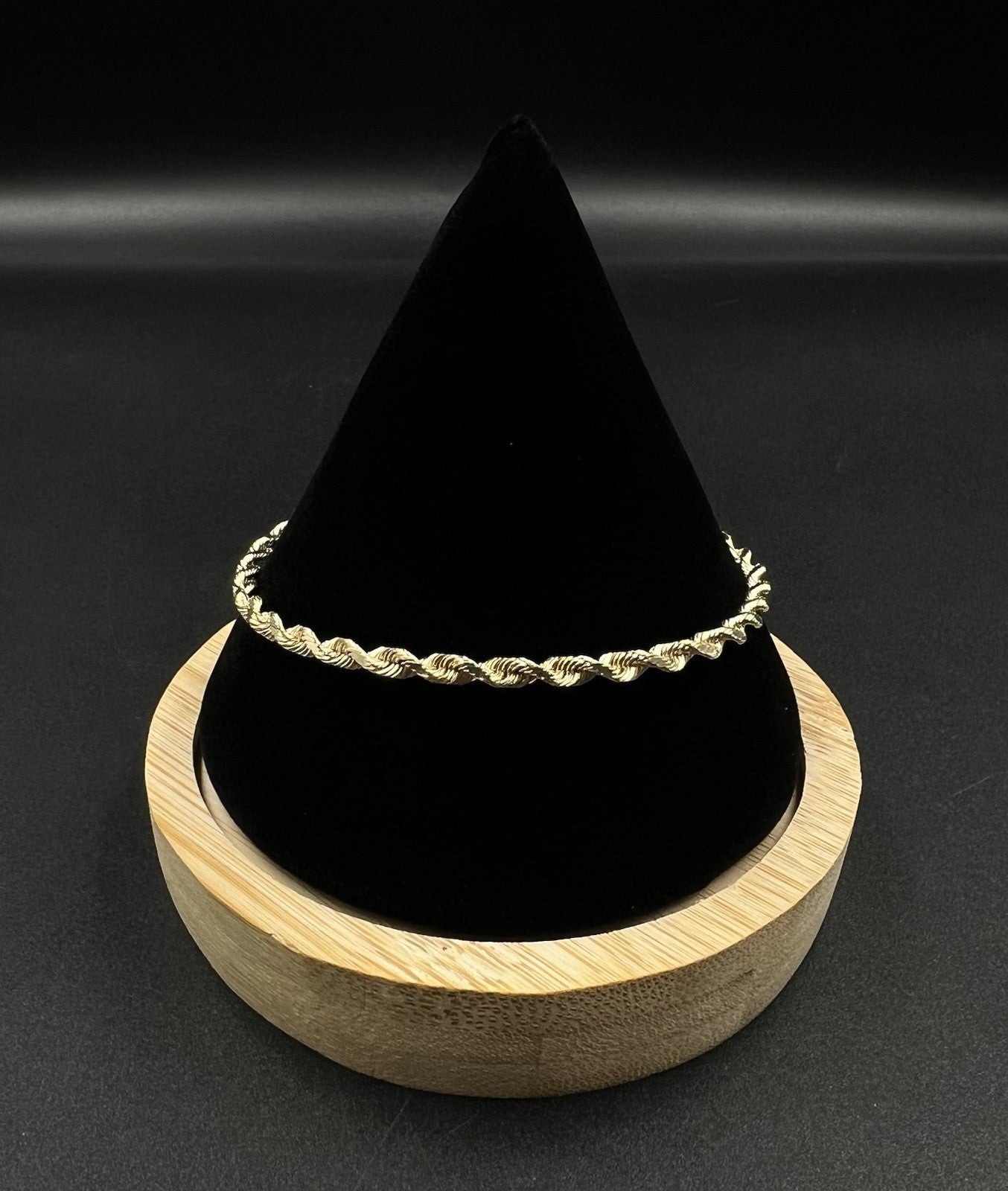 8” 14K Semi-Solid Yellow Gold Diamond Cut Rope Bracelet | 6.24g | 3.5MM | OR |
