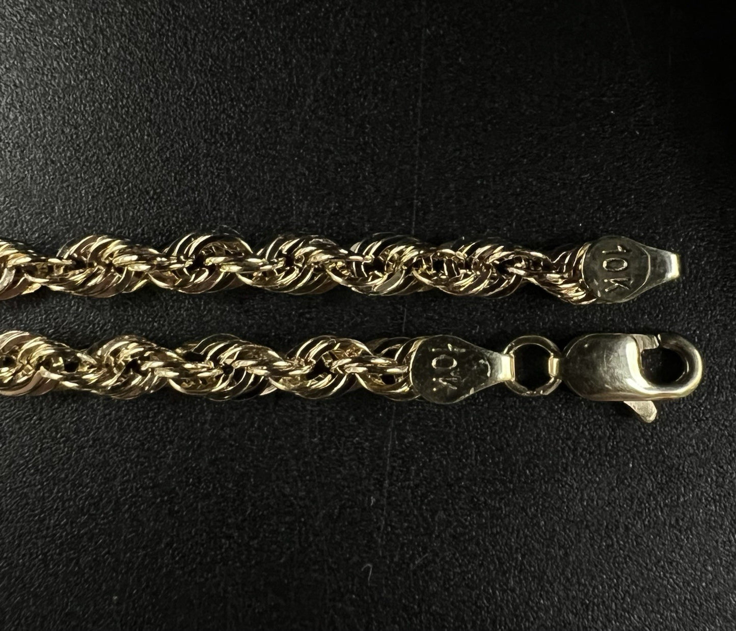 28” 10K Hollow Yellow Gold Rope Chain | 8g | 3.8MM | Lobster Clasp |