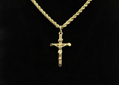 .83” x 1.6” 14k Hollow Yellow Gold Crucifix Pendant | 1.86g | 3.2mm x 6mm Bail