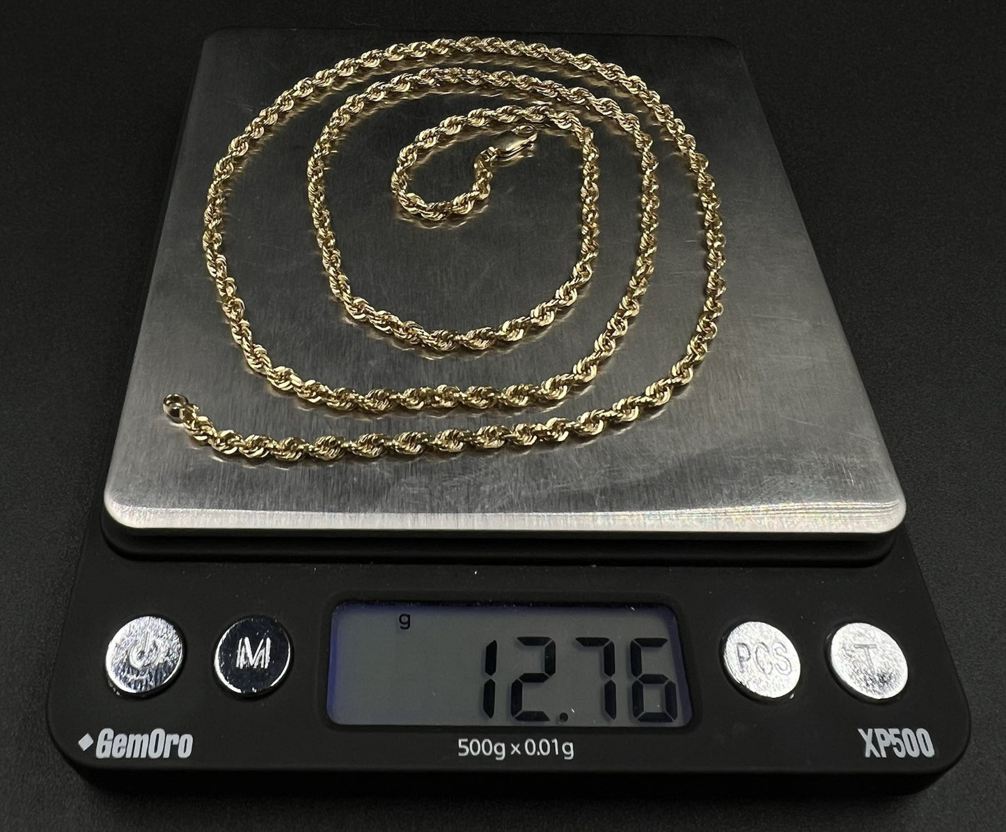 24.25” 14K Semi-Solid Yellow Gold Diamond Cut Rope Chain 12.76g | 2.8MM Bolivia