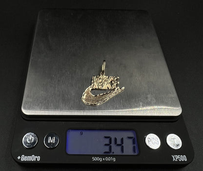 1.13” x 1.27” 14K Solid Yellow Gold Diamond Cut Nike Pendant 3.47g | 4x8MM Bail