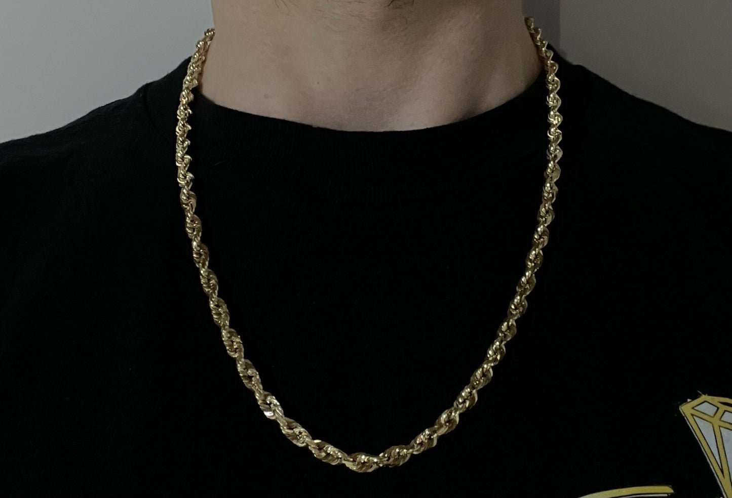 22.75” 10K Solid Yellow Gold Diamond Cut Rope Chain | 36.07g | 5.4MM | Lobster |