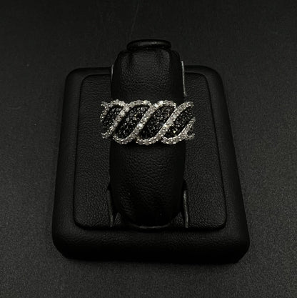 10K Semi-Solid White Gold Natural Diamond Twisted Ring Size 7 | 5.31g I Clarity