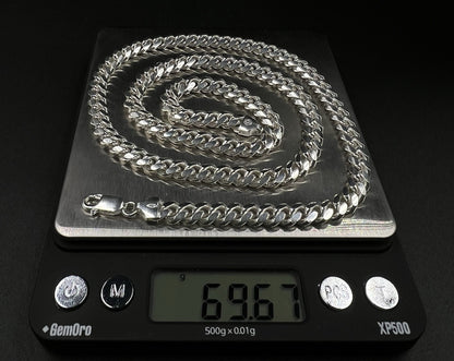 24” 925 Solid Sterling Silver Diamond Cut Miami Cuban Chain 69.65g | 6.8MM Italy