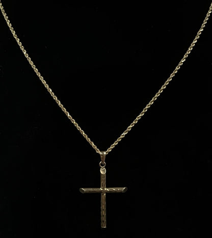 1.01” x 1.71” 10K Hollow Yellow Gold Diamond Cut Cross Pendant 1.66g Fits 2.5MM