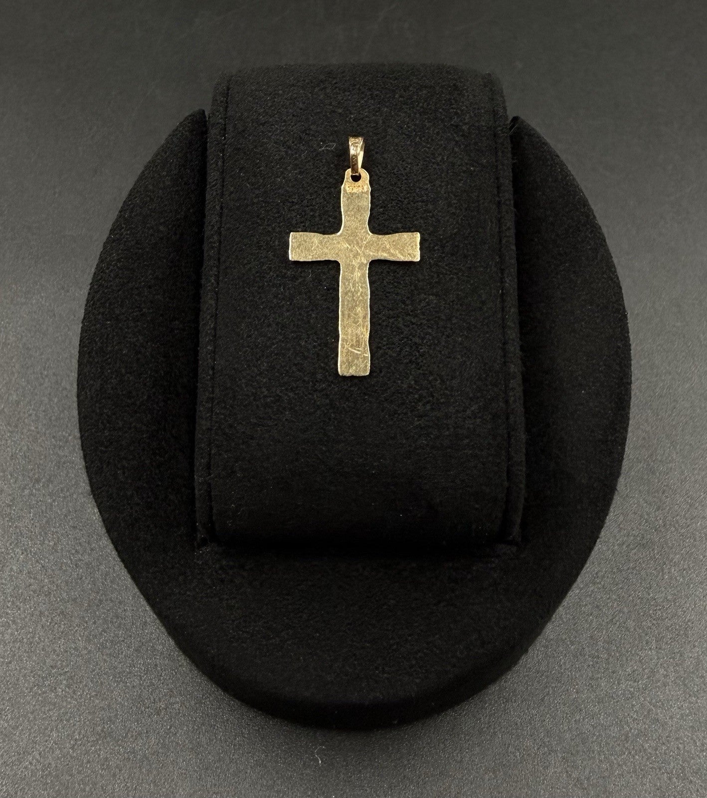 .67 x 1.22” 14k Semi Solid Yellow Gold Diamond Cut Fancy Cross .91g | 2.3mm Bail