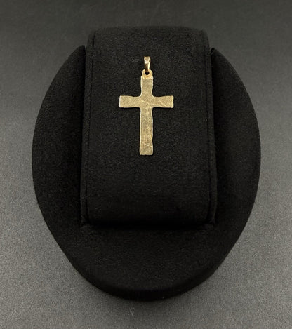 .67 x 1.22” 14k Semi Solid Yellow Gold Diamond Cut Fancy Cross .91g | 2.3mm Bail