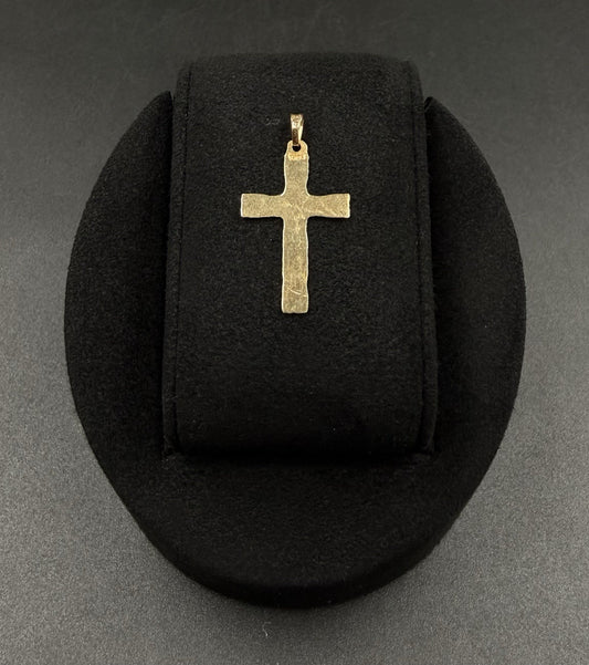 .67 x 1.22” 14k Semi Solid Yellow Gold Diamond Cut Fancy Cross .91g | 2.3mm Bail