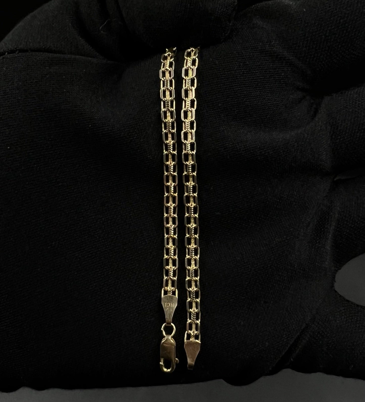 10.25” 14K Semi-Solid Yellow Gold Diamond Cut Bismark Anklet 3.83g | 3.5mm |