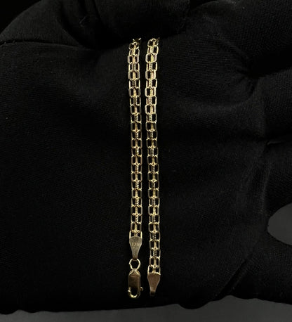 10.25” 14K Semi-Solid Yellow Gold Diamond Cut Bismark Anklet 3.83g | 3.5mm |