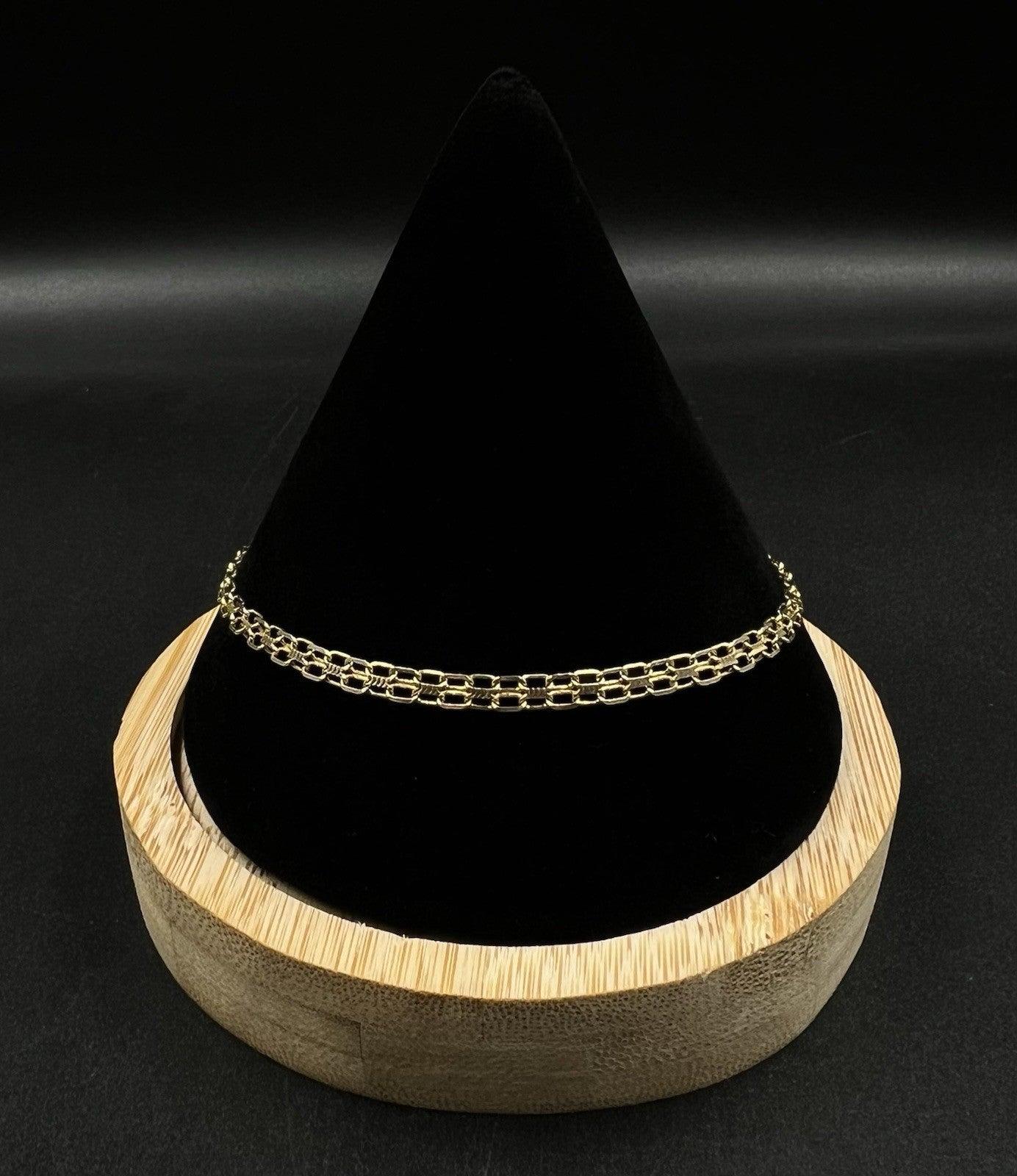 10.25” 14K Semi-Solid Yellow Gold Diamond Cut Bismark Anklet 3.83g | 3.5mm |