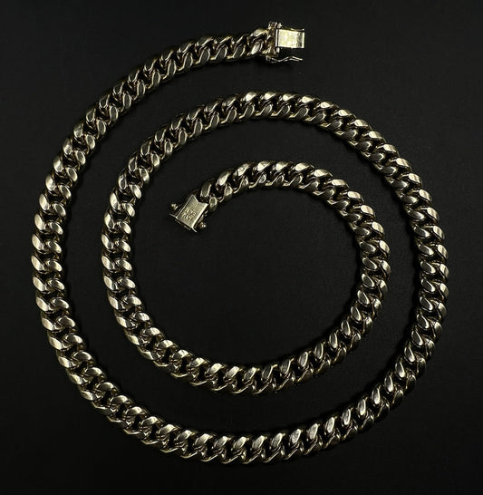 24” 10K Hollow Yellow Gold Miami Cuban Link Chain | 47.12g | 8.8MM | Box Closure