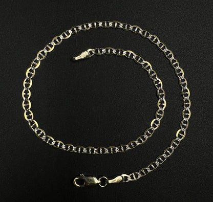 10.75” 14K Hollow Yellow Gold Diamond Cut Anchor/Mariner Anklet | 2.75g | 3.1MM