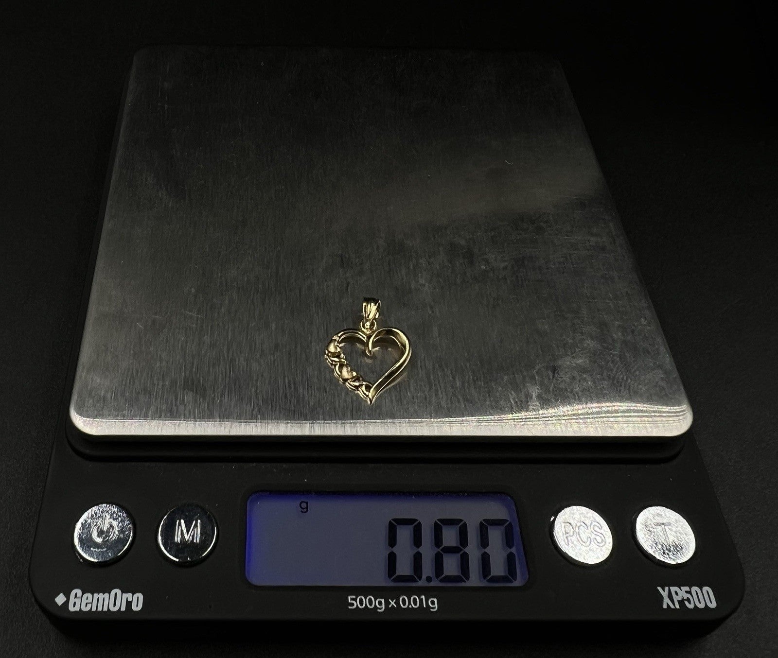 .55” x .74” 14K Solid Yellow Gold Heart Pendant | .79g | 2.8MM Bail |