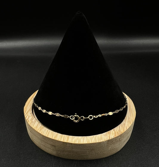 9.75” 10K Hollow Yellow Gold Fancy Link Anklet | .89g | 1.9MM | Italy | Lobster