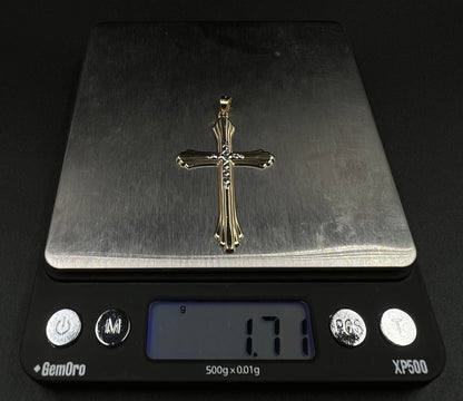 1.19” x 1.95” 10K Hollow Two-Tone Gold Diamond Cut Cross Pendant | 1.71g | 4mm |