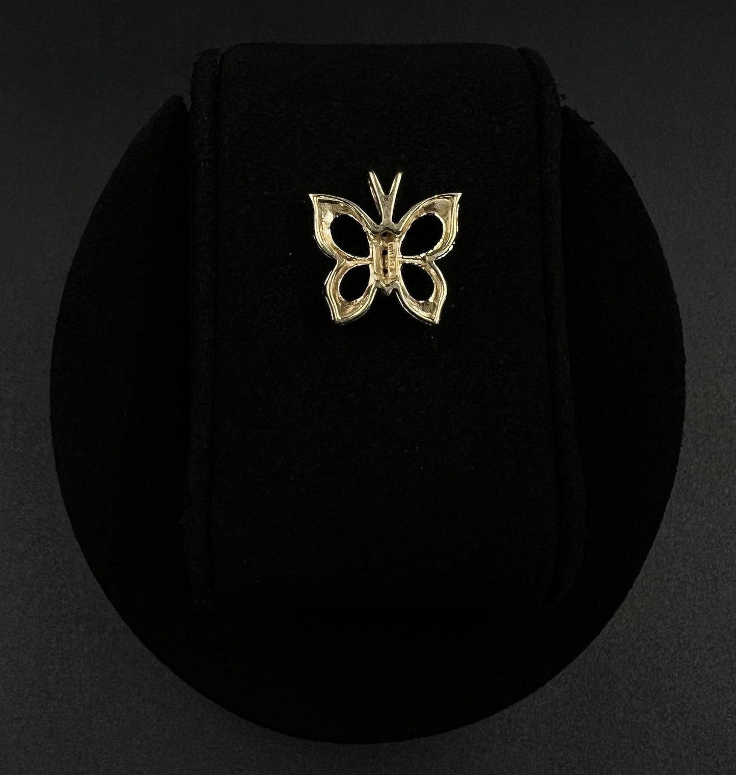 .68” x .7” 10K Solid Yellow Gold Lab Diamond Butterfly Pendant | 1.78g | 2.5MM |