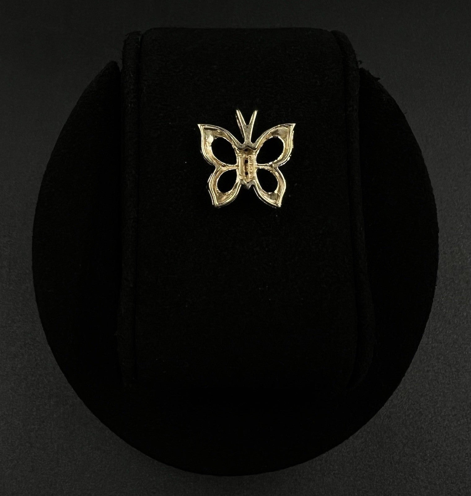 .68” x .7” 10K Solid Yellow Gold Lab Diamond Butterfly Pendant | 1.78g | 2.5MM |