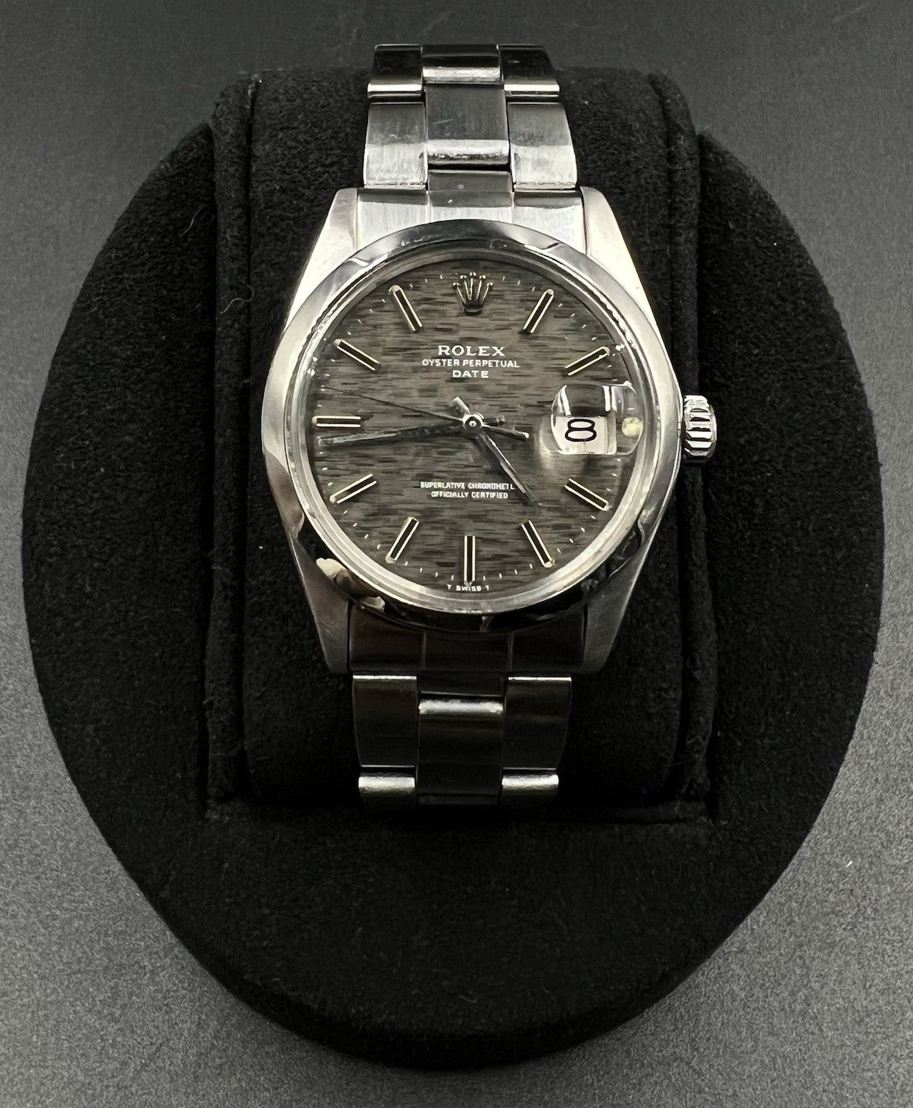 Vintage Rolex Date 1500 Steel 34mm Slate Grey Brushed Dial c.1970 Watch