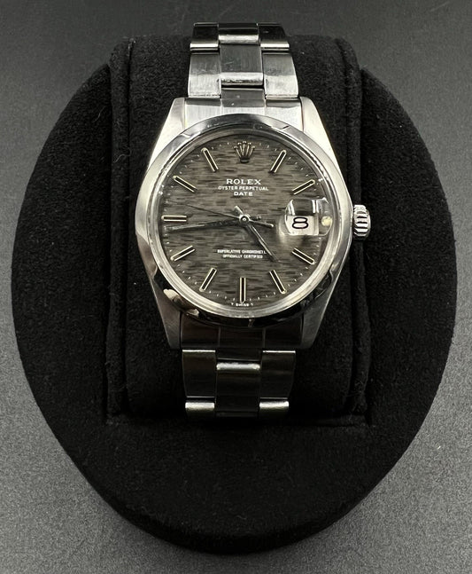 Vintage Rolex Date 1500 Steel 34mm Slate Grey Brushed Dial c.1970 Watch