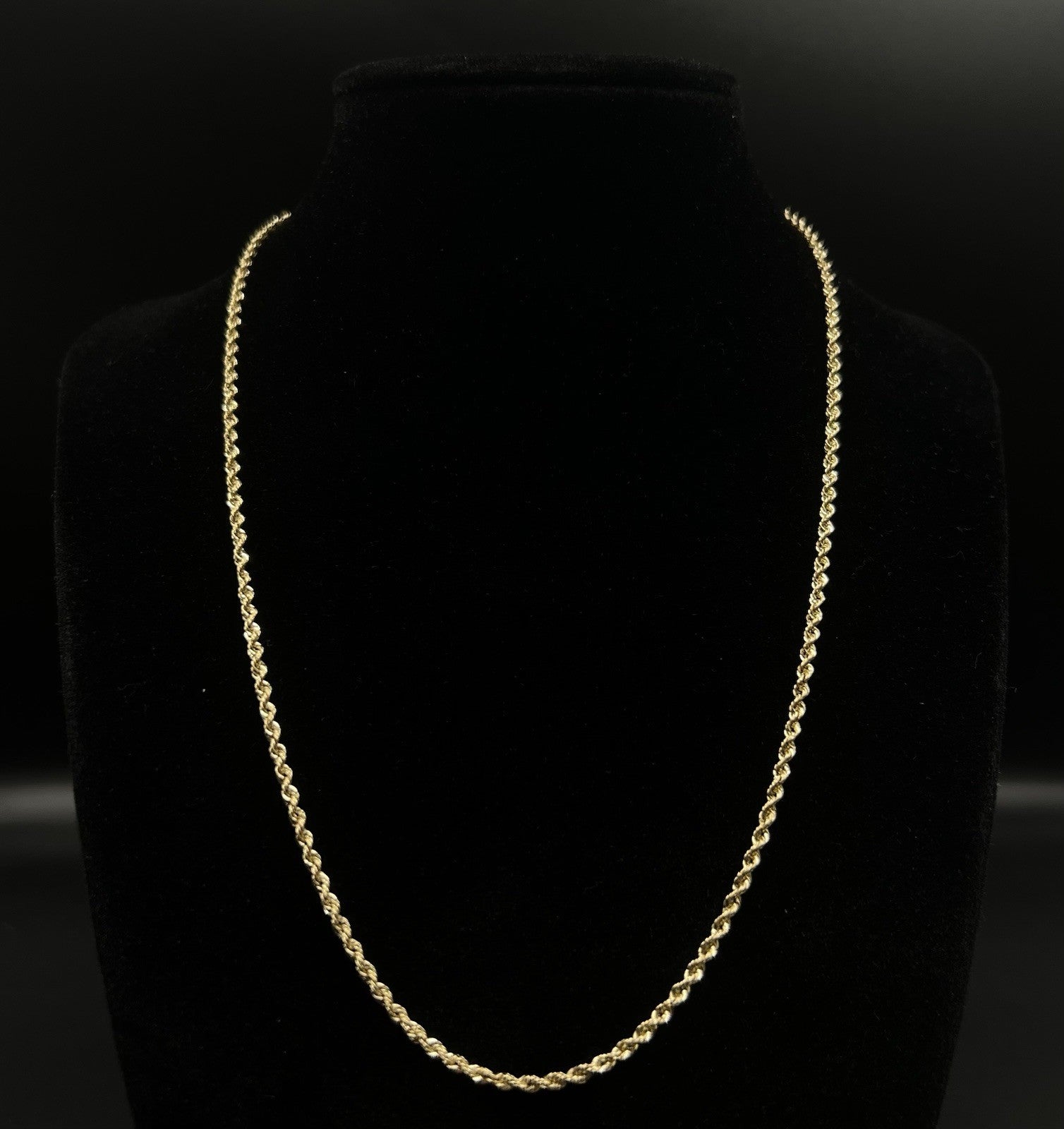 18.25” 14K Hollow Yellow Gold Rope Chain | 2.15g | 2.2MM | Lobster Clasp |