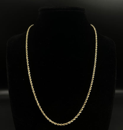 18.25” 14K Hollow Yellow Gold Rope Chain | 2.15g | 2.2MM | Lobster Clasp |