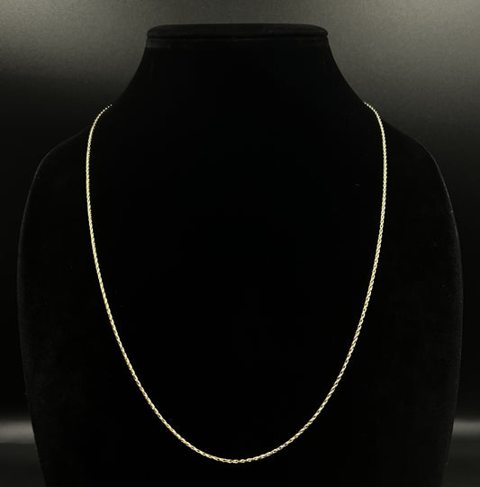 24” 14K Solid Yellow Gold Wheat Chain | 5.6g | 1.3mm | Lobster Clasp |