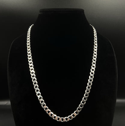 24” 925 Solid Sterling Silver Diamond Cut Cuban Chain | 52.65g | 7.6MM | Italy |