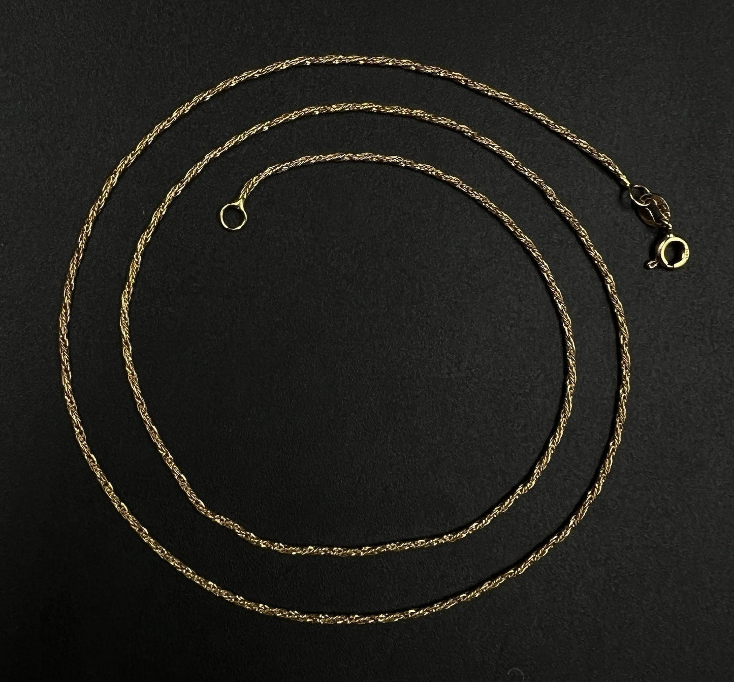 19.5” 14K Solid Yellow Gold Braided Rope Chain 2.96g | 1.2mm | Spring Ring Italy