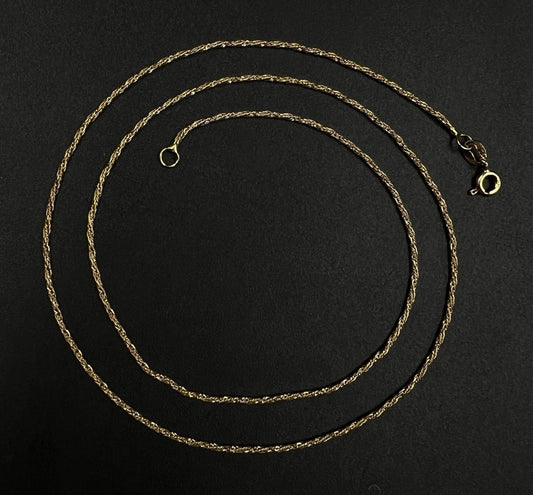 19.5” 14K Solid Yellow Gold Braided Rope Chain 2.96g | 1.2mm | Spring Ring Italy
