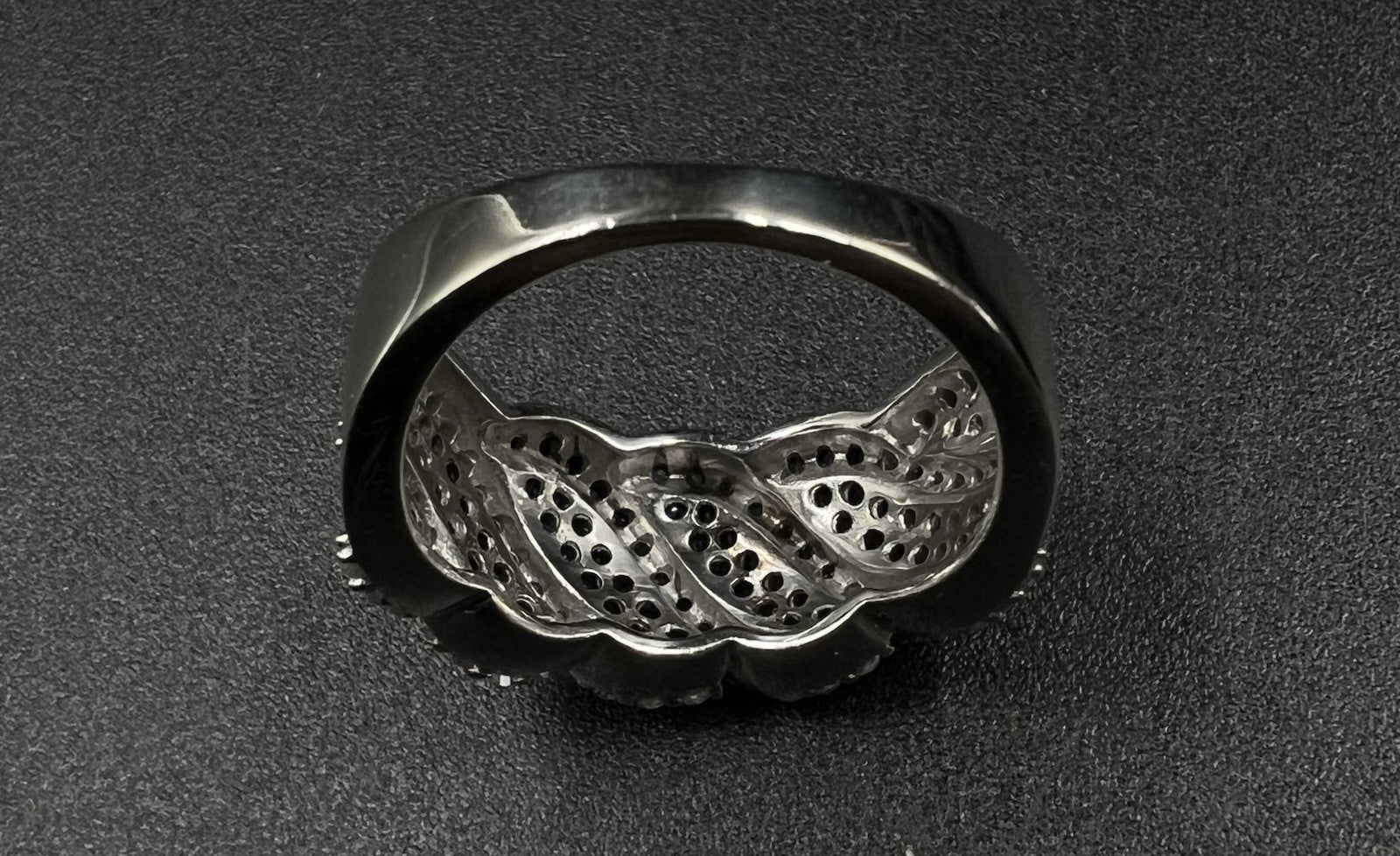 10K Semi-Solid White Gold Natural Diamond Twisted Ring Size 7 | 5.31g I Clarity