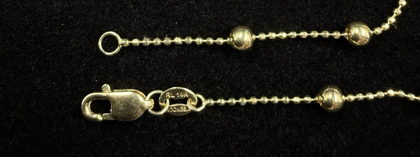 7.5” 14K Semi-Solid Yellow Gold Diamond Cut Charm Bracelet | 2.31g | 2.8mm |