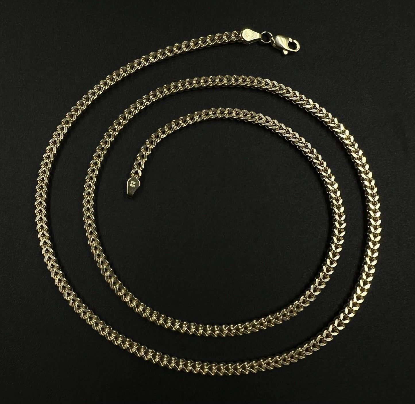 22” 10K Hollow Yellow Gold Diamond Cut Franco Box Chain | 10.46g | 3.2mm Lobster