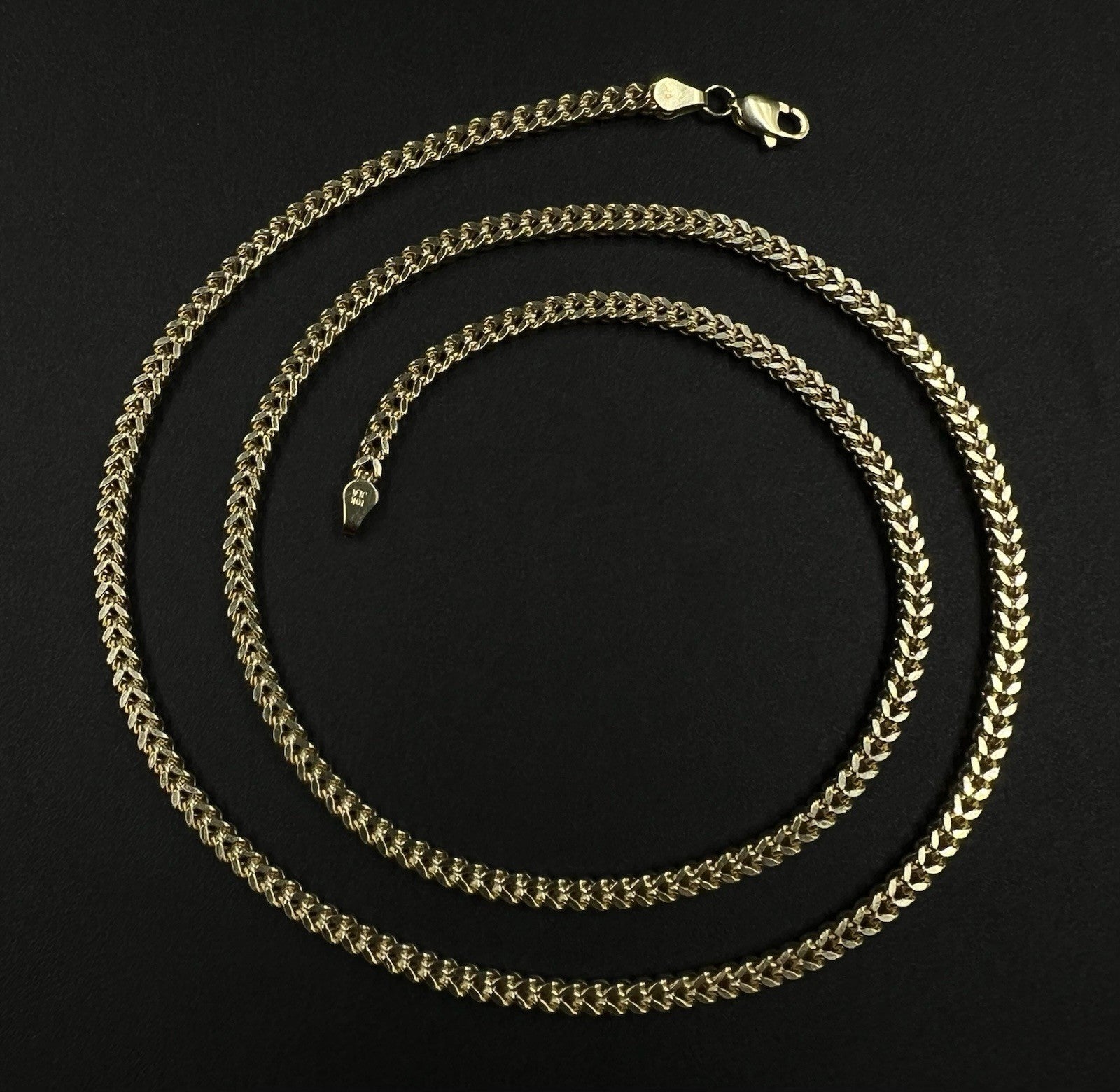 22” 10K Hollow Yellow Gold Diamond Cut Franco Box Chain | 10.46g | 3.2mm Lobster