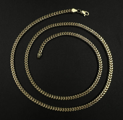22” 10K Hollow Yellow Gold Diamond Cut Franco Box Chain | 10.46g | 3.2mm Lobster