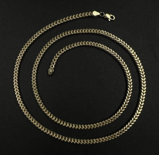 22” 10K Hollow Yellow Gold Diamond Cut Franco Box Chain | 10.46g | 3.2mm Lobster