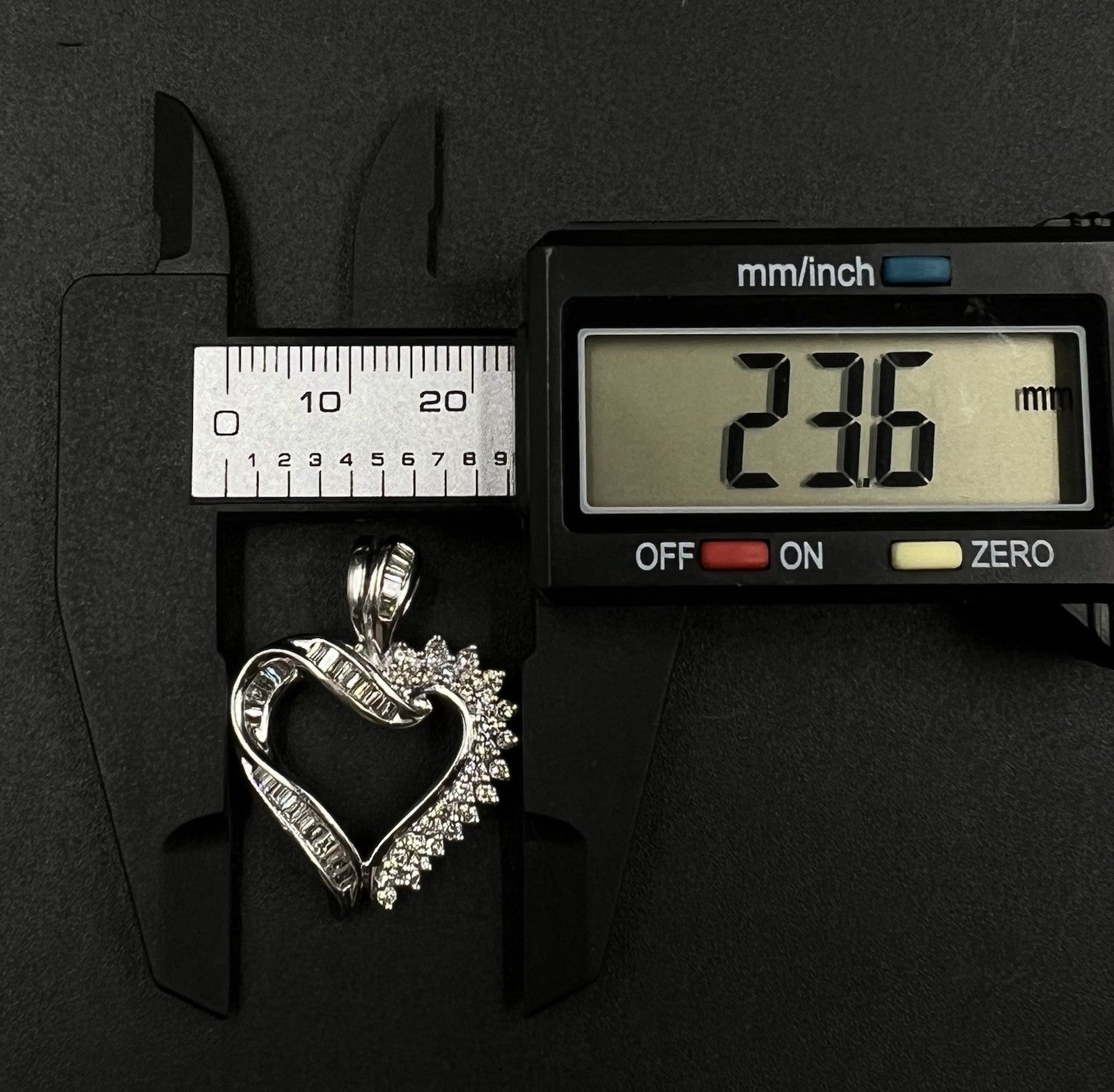 .93” x 1.23” 14K Semi-Solid White Gold Natural Diamond Heart Pendant 6.77g | 4MM