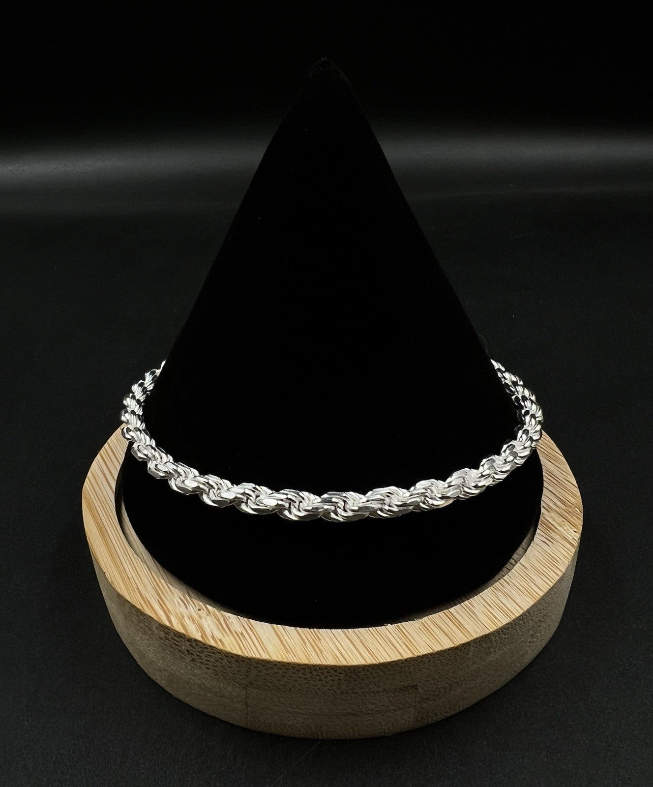 9” 925 Solid Sterling Silver Diamond Cut Rope Bracelet | 17.15g | 4.8mm | Italy