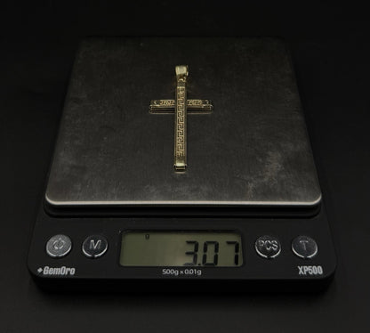 1.05” x 2.2” 10k Hollow Yellow Gold Fancy Cross Pendant | 3.07g | 5.5mm Bail |