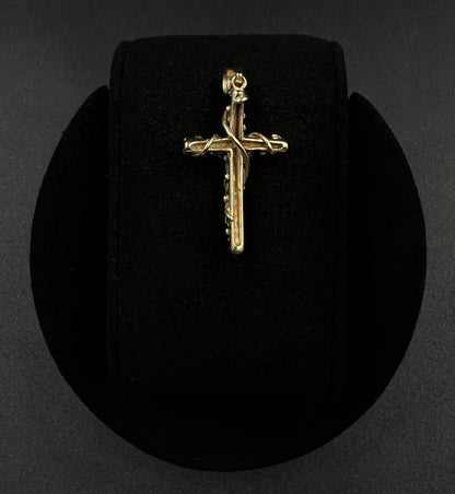 .7” x 1.4” 14K Solid Two-Tone Gold Fancy Crucifix Pendant | 3.07g | 3.6mm Bail |