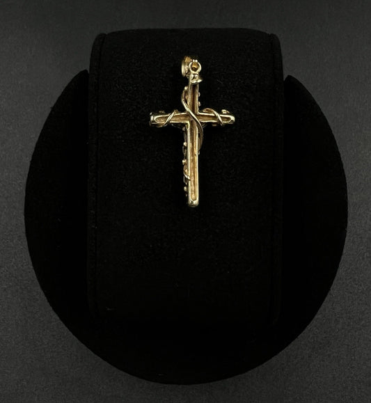.7” x 1.4” 14K Solid Two-Tone Gold Fancy Crucifix Pendant | 3.07g | 3.6mm Bail |
