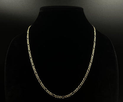 21.75” 14K Solid Yellow Gold Diamond Cut Figaro Chain | 9.04g | 3.2mm | Italy |
