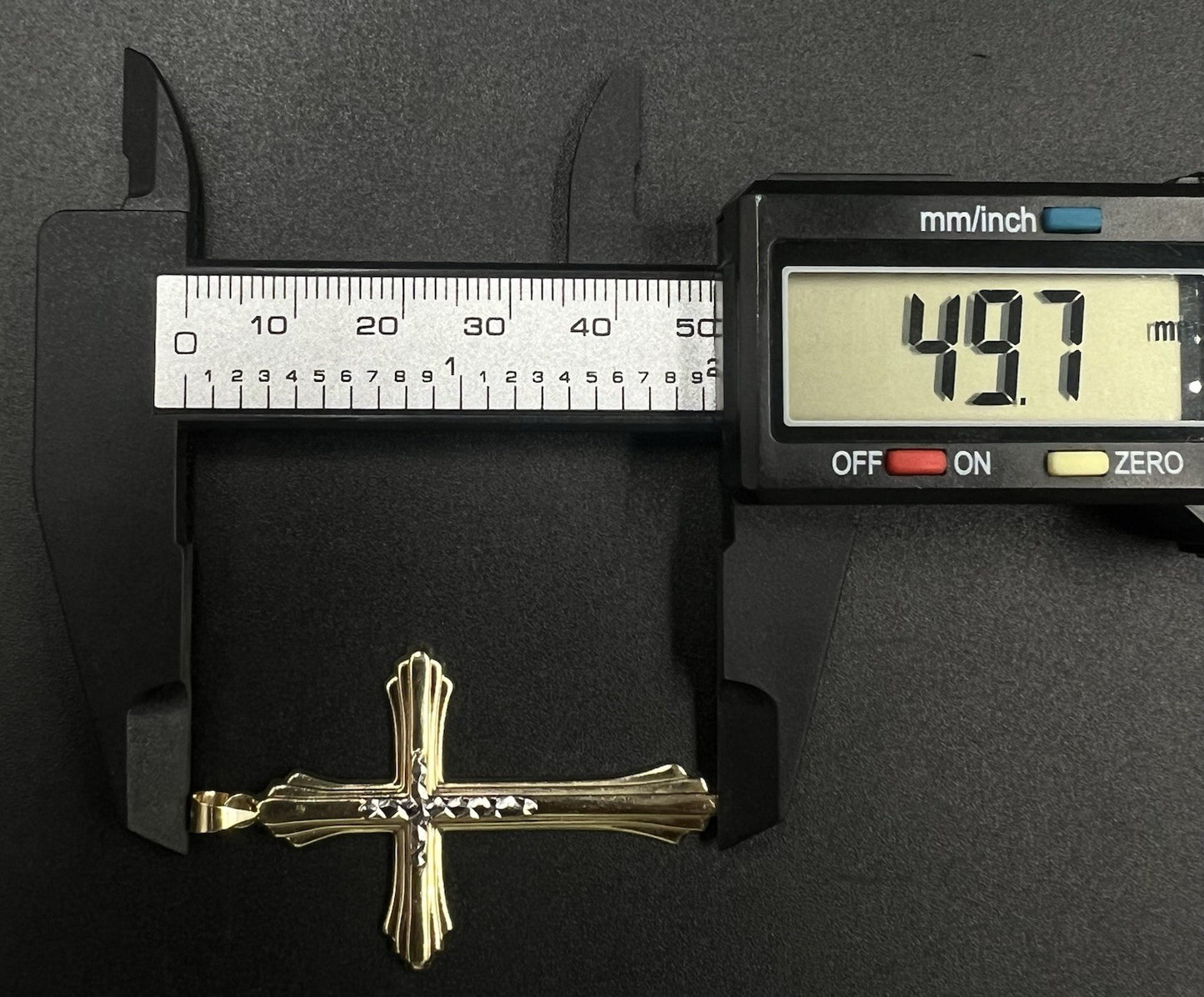 1.19” x 1.95” 10K Hollow Two-Tone Gold Diamond Cut Cross Pendant | 1.71g | 4mm |