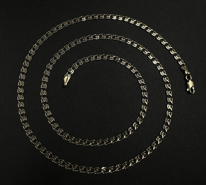 21” 14K Semi-Solid Yellow Gold Diamond Cut Heart Link Chain 5.56g | 3.1MM |
